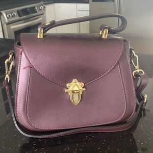 Purple Italian leather Crossbody Bag
